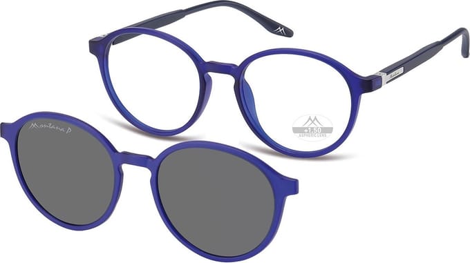 Montana Leesbril MRC4B +2:00 BLAUW inclusief Clip-on zonnebril