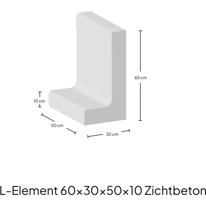 L-Element 60x30x50x10cm Zichtbeton