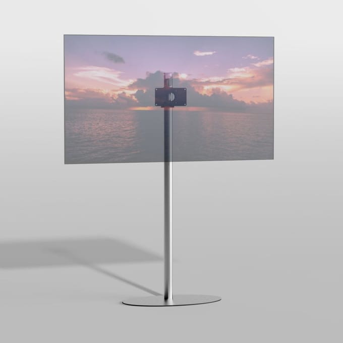 Cavus TV Vloerstatief ELLIPS 150 – geborsteld RVS - hoogte 150cm - VESA 200x100