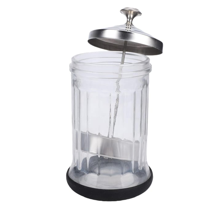 Bocal de Barbier en Verre Borosilicaté Haute Capacité avec Panier Amovible pour Outils de Manucure white