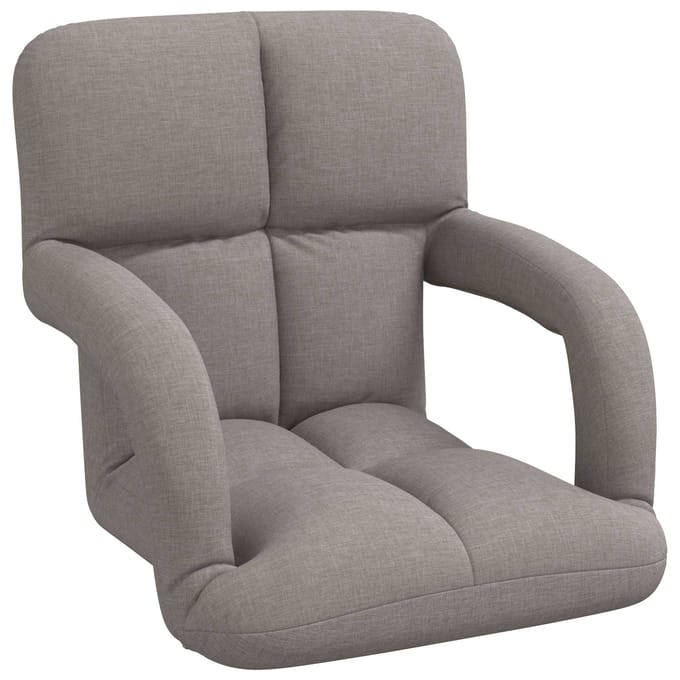 vidaXL - Verstelbare - Vloerstoel - met - Armleuning - 5 - Posities - Taupe - Stof