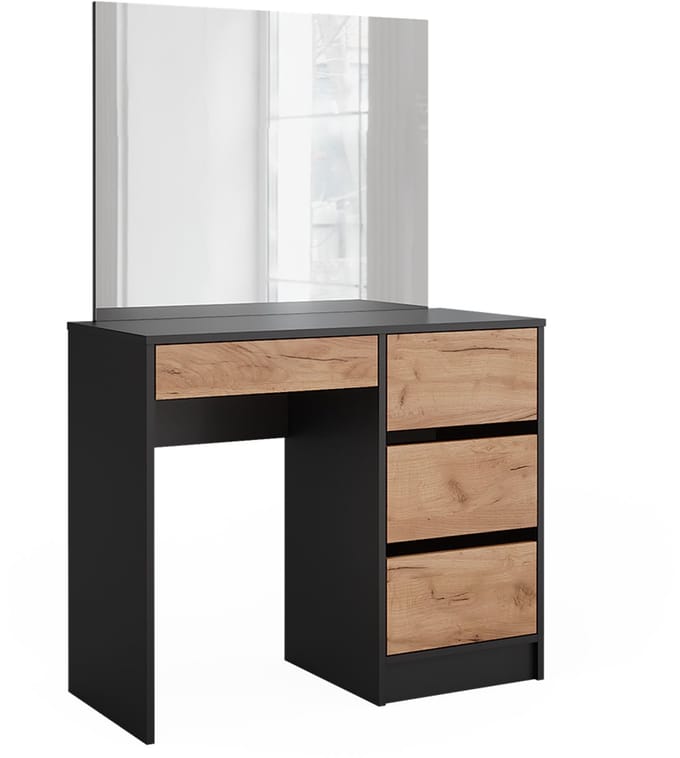 Vicco Sherry Kaptafel – 90 cm met spiegel Antraciet/gouden eik