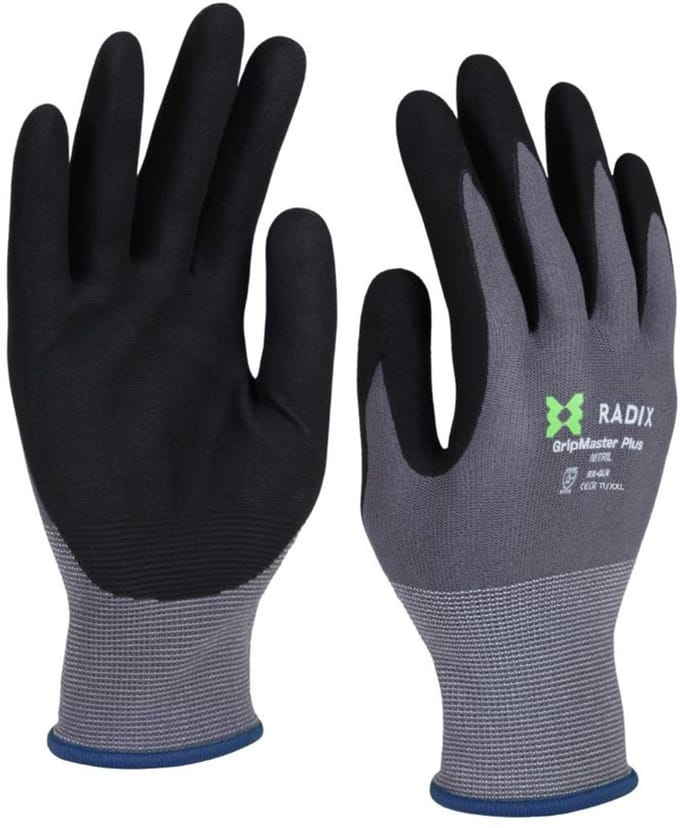 Radix GripMaster Plus - Werkhandschoenen - Nitril Micro Foam - Black/Grey - M11 / XXL