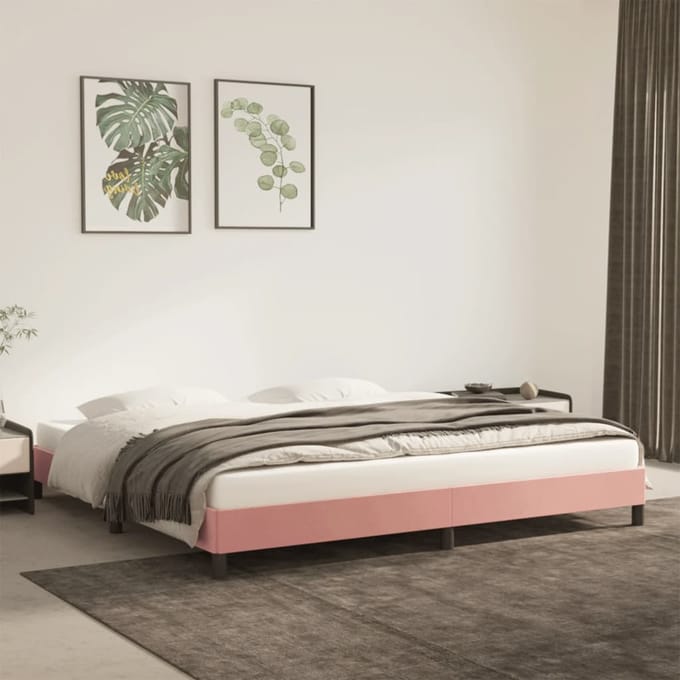 vidaXL - Bedframe - fluweel - roze - 200x200 - cm