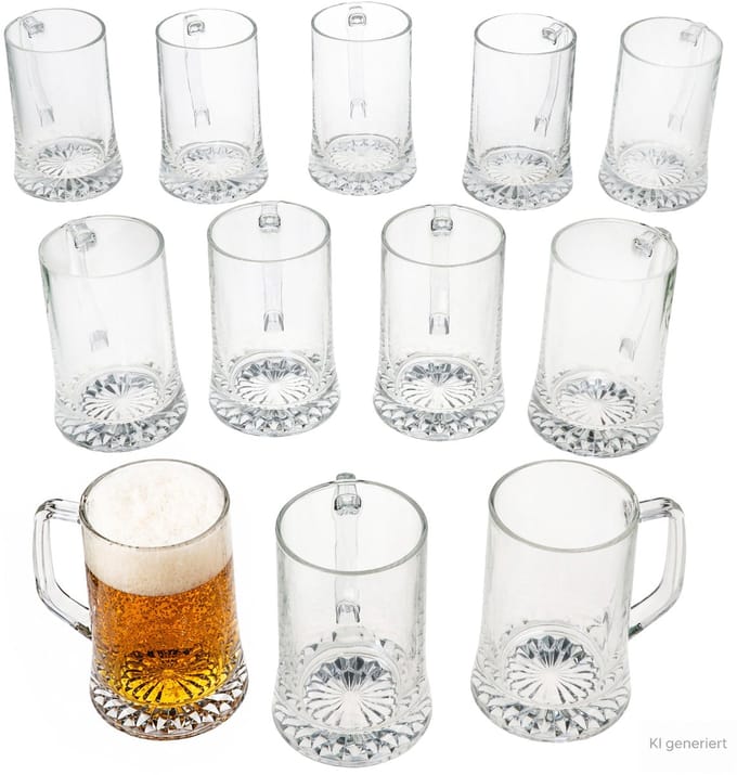 12-delige set Akki bierpullen van 0,5L met sterrenbodem en handvat - 1003133