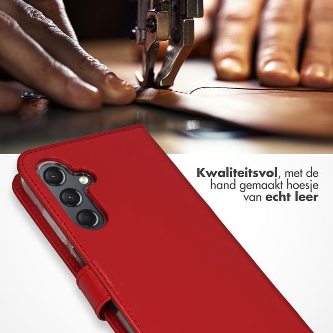 Selencia Echt Leren Bookcase voor de Samsung Galaxy A25 (5G) - Rood