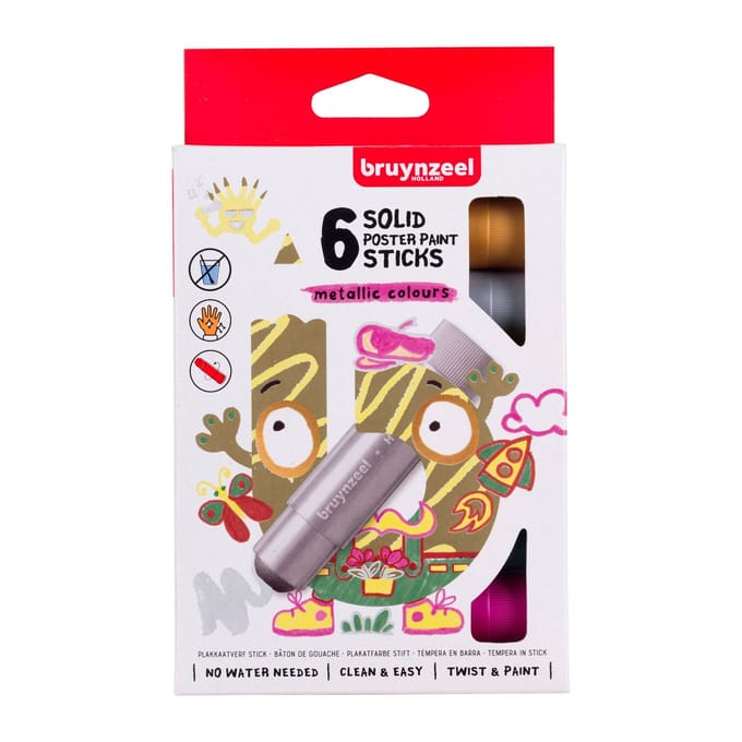 Peinture pour affiches - Bruynzeel - Bâtons de peinture - 6 couleurs - Pour enfants - Haute qualité
