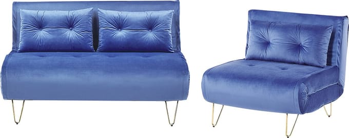 VESTFOLD - Woonkamerset - Marineblauw - Fluweel