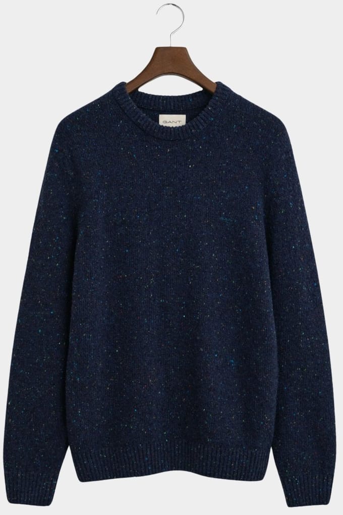 Gant Pullover Blauw Wool blend Neps C-neck 8040230/433