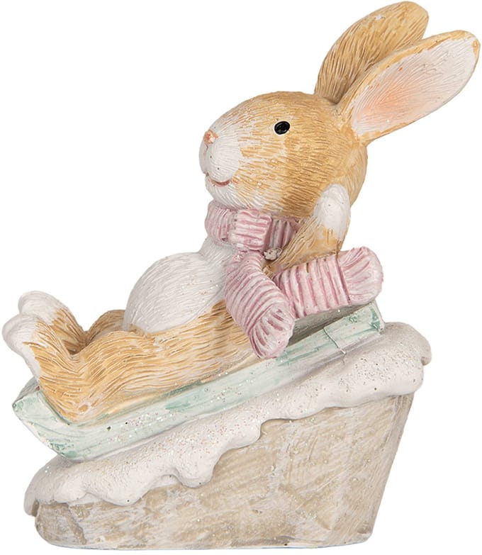 Clayre & Eef Decoratie Beeld Konijn 8x6x9 cm Bruin Kunststof