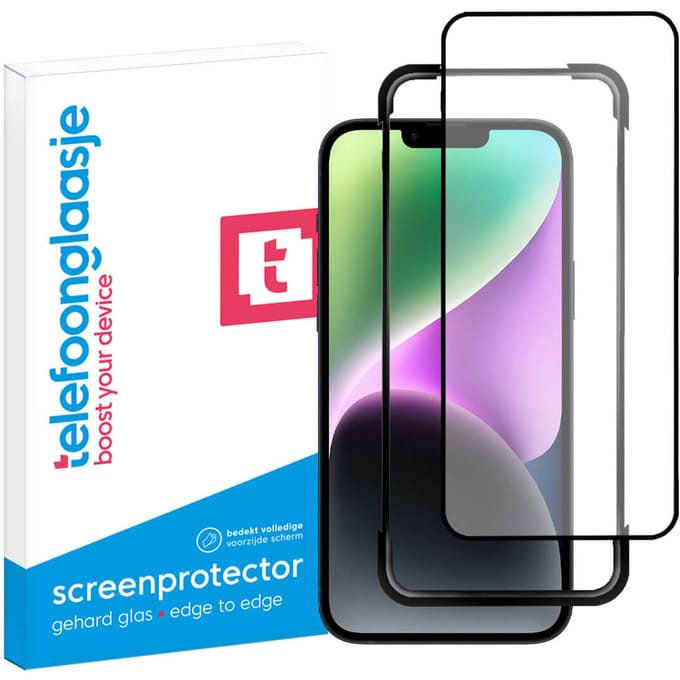iPhone 15 Plus screenprotector gehard glas Edge to Edge + Installatie Tool
