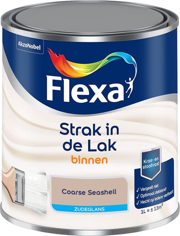 Flexa - Strak In De Lak Binnenlak Zijdeglans - Coarse Seashell - Mengverf - 1 L