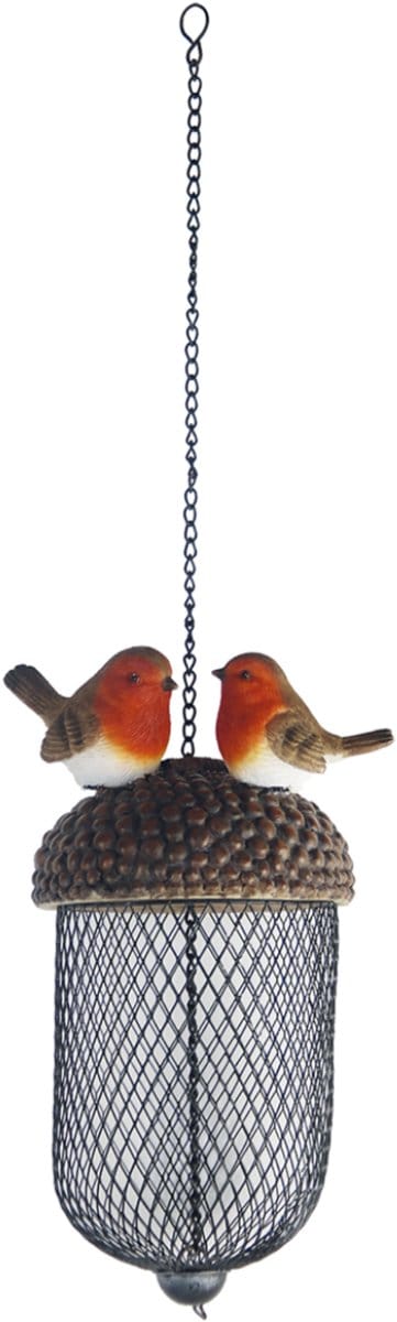 Esschert design Voederhanger Roodborst - polystone - eikel vorm - vogelvoederhuisje