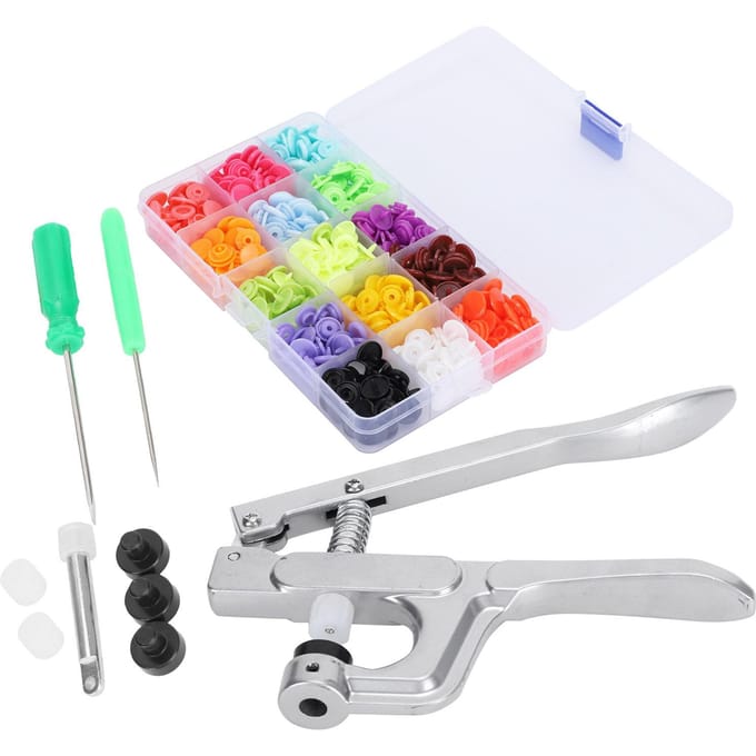 Kit de boutons-pression Machine à perforer les boutons à coudre Ensemble d'outils de pinces à presser à la main white