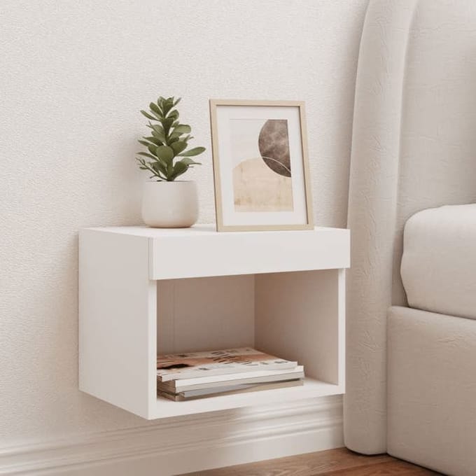 Maison Exclusive - Table de chevet murale avec lumières LED blanc blanc