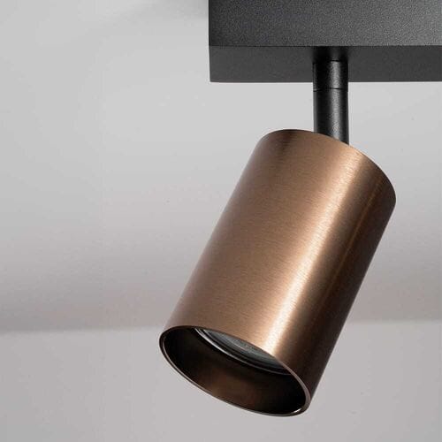 Taurus bronzo II by LUSENZ - 2-lichts plafondspot met kantelbare geborstelde bronzen spots en matzwarte basis