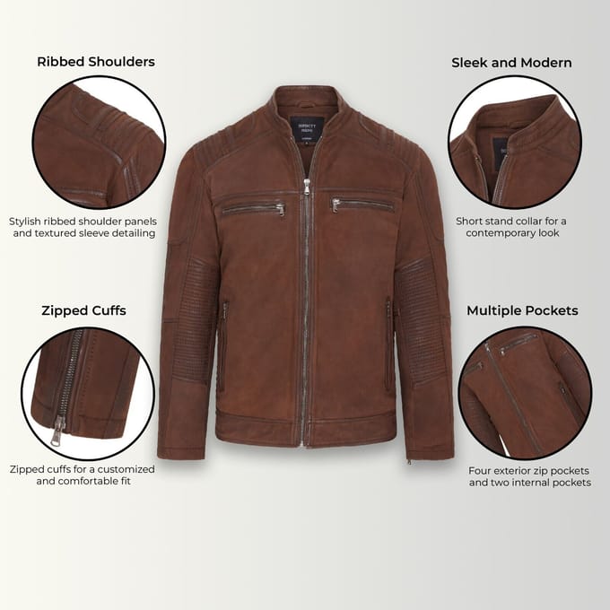 Heren buff lederen cafe racer bikerjack - Jinan