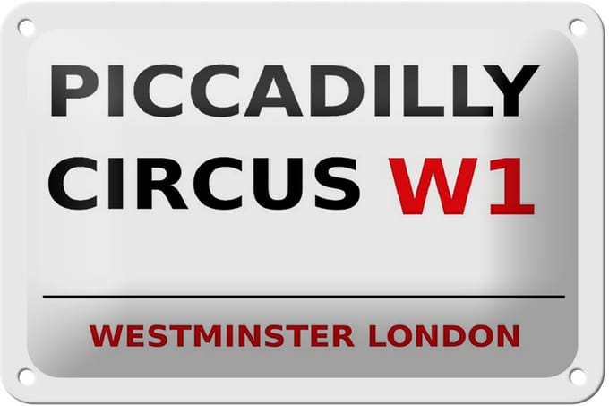 Blechschild London 18x12cm Westminster Piccadilly Circus W1