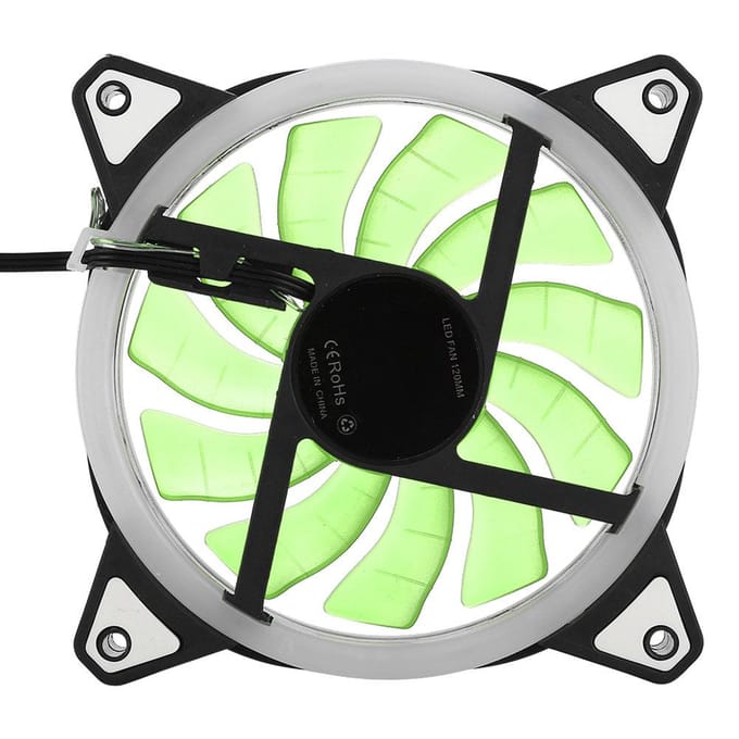 FANRS18 12V DC 120mm LED Behuisfan Dubbele Opening Multi-interface Koelventilator (Groen) groen