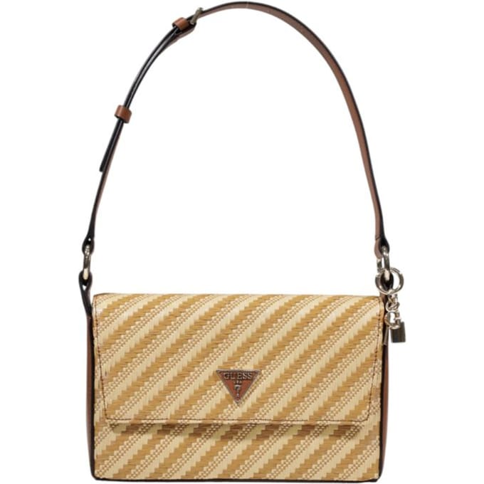 GUESS Schoudertas Simona Flap Shoulder Bag Natural / Cognac Lichtbruin