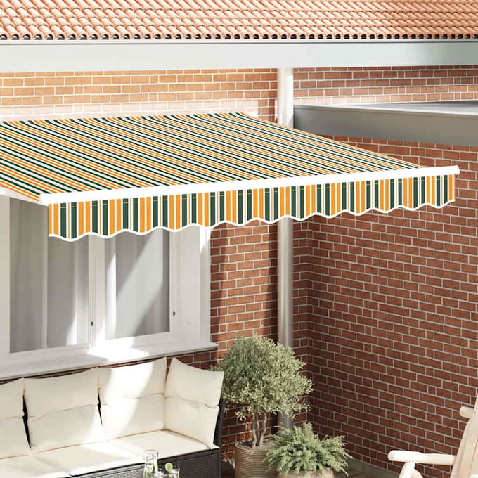 vidaXL Vervangende volant voor 2,5 m Groen en geel gestreept Polyester
