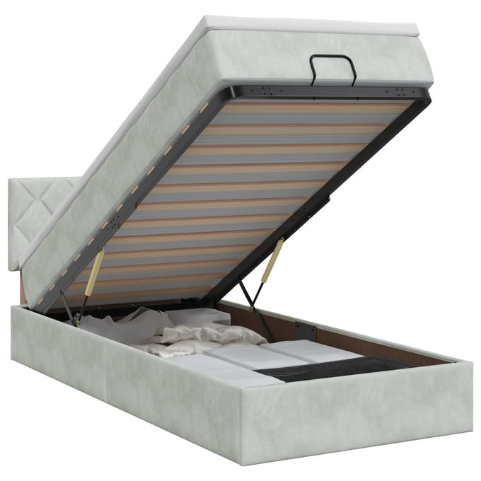 vidaXL - Ottoman - bed - met - matras - Lichtgrijs - 100 - x - 200 - cm - Fluweel