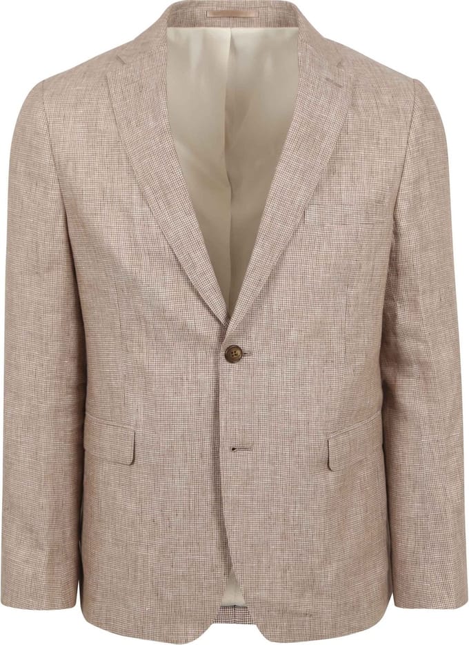 Suitable Blazer Pepita Linnen Beige - Maat 54 - Heren blazer