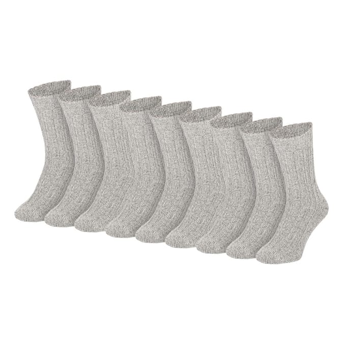 Morethansocks - Werksokken - Unisex - Grijs - 9-Pack - Maat 39 t/m 48 - Wollen werksokken - Noorse grof gebreide sokken - Sokken