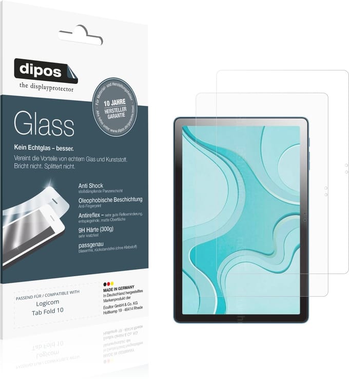 dipos – 2x Matte Pantserfolie geschikt voor Logicom Tab Fold 10 | 9H Screenprotector
