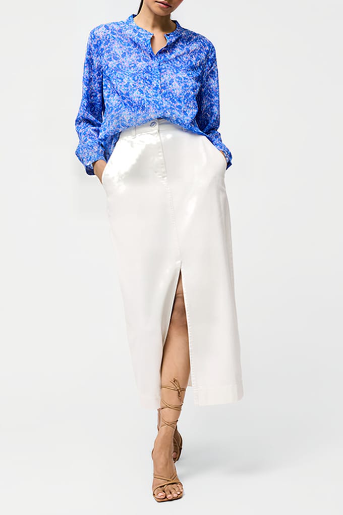 French Connection Cass Henley Button Down Top Blue Multi Taglia: 6 | Magliette intime Outlet | Donna | Blu