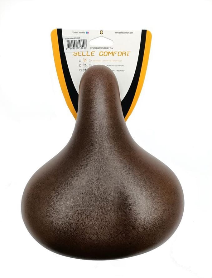 Selle Comfort zadel Classic Retro basic, bruin met elastomeer vering. Zonder strop (hangverpakking)