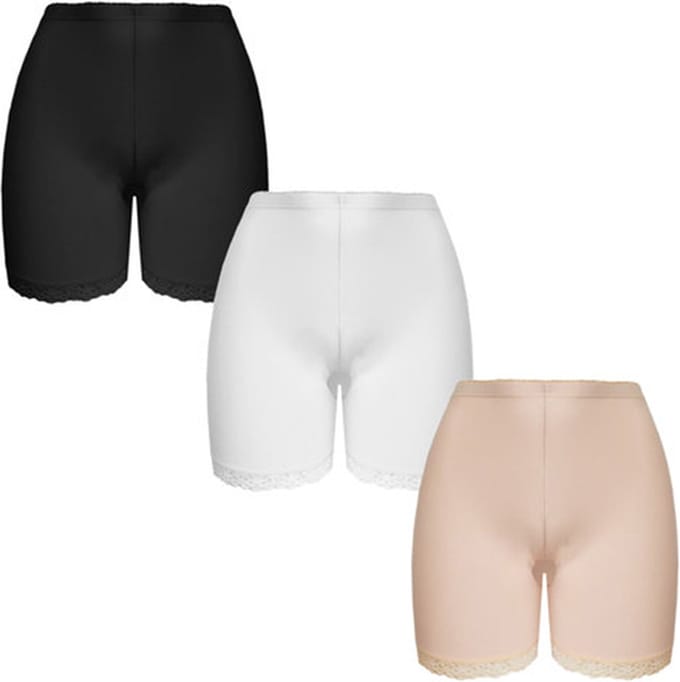 Dames Boxershorts/Fietsbroek - Lange Pijp - 3 Pack - Zwart/Wit/Beige - Maat M