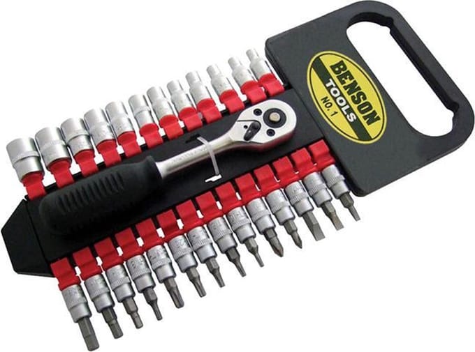 Benson 27-delige dopsleutelset - anti-slip handvat - veelzijdige maten