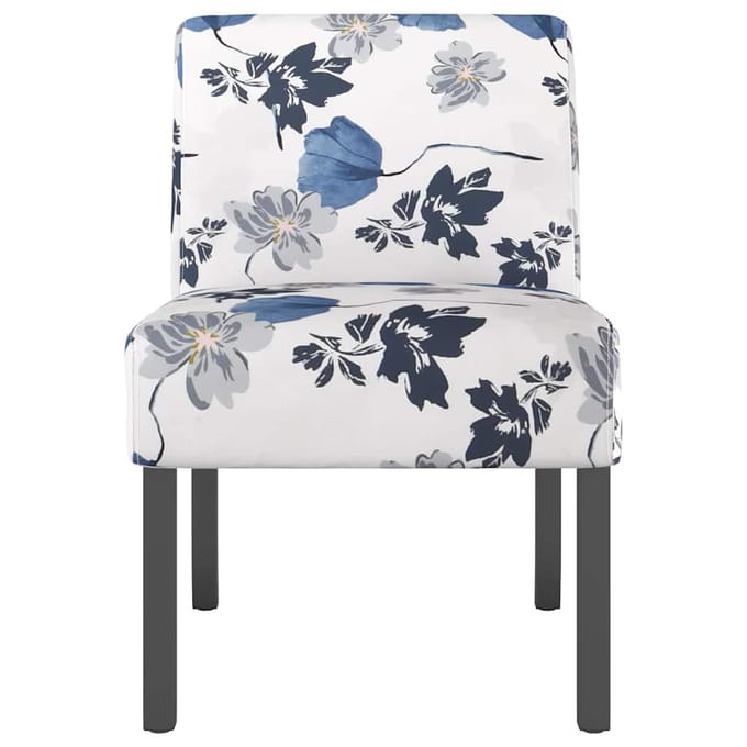 vidaXL - Stoel - gebloemd - stof - blauw