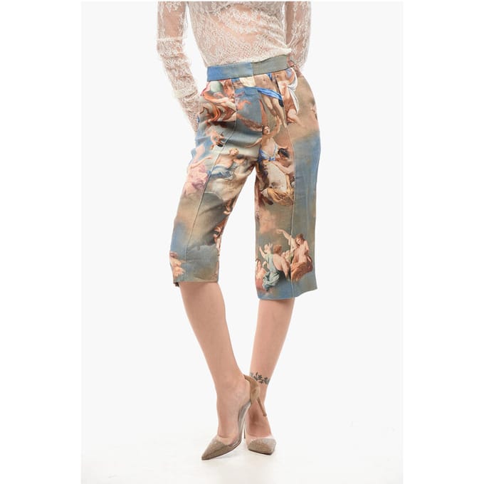 Gepatineerde linnen Bermuda Shorts in Multicolor