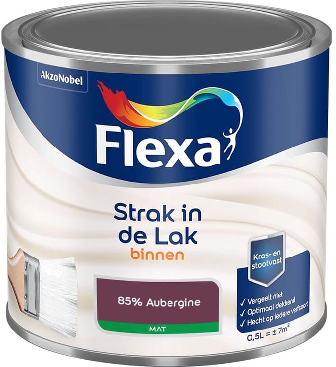Flexa - Strak In De Lak Binnenlak Mat - 85% Aubergine - Mengverf - 500 Ml