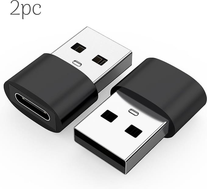 2 set - USB-A naar USB-C Adapter - Converter - 480Mbps - Zwart - USB