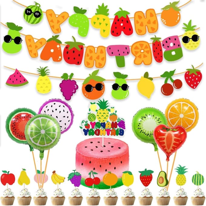 Feestdecoraties - Fruit thema - Verjaardag vieren - Veelzijdige set - 1 set - Multicolor