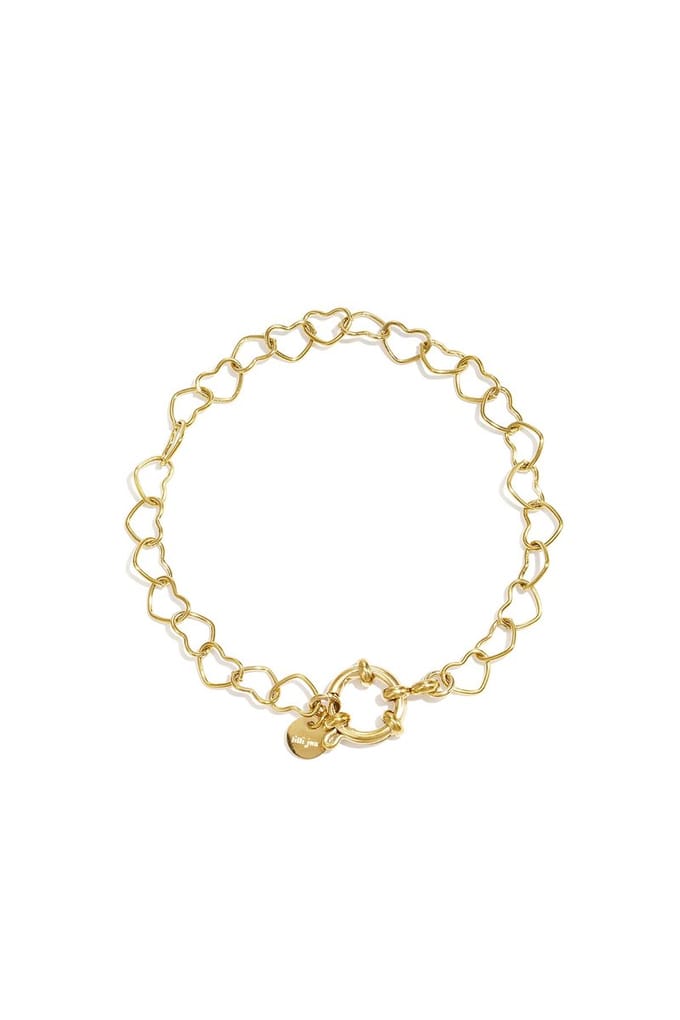 Armband met Frontsluiting en Hartvormige Schakels - Verkleurt niet - Cadeau - Goudlief.nl