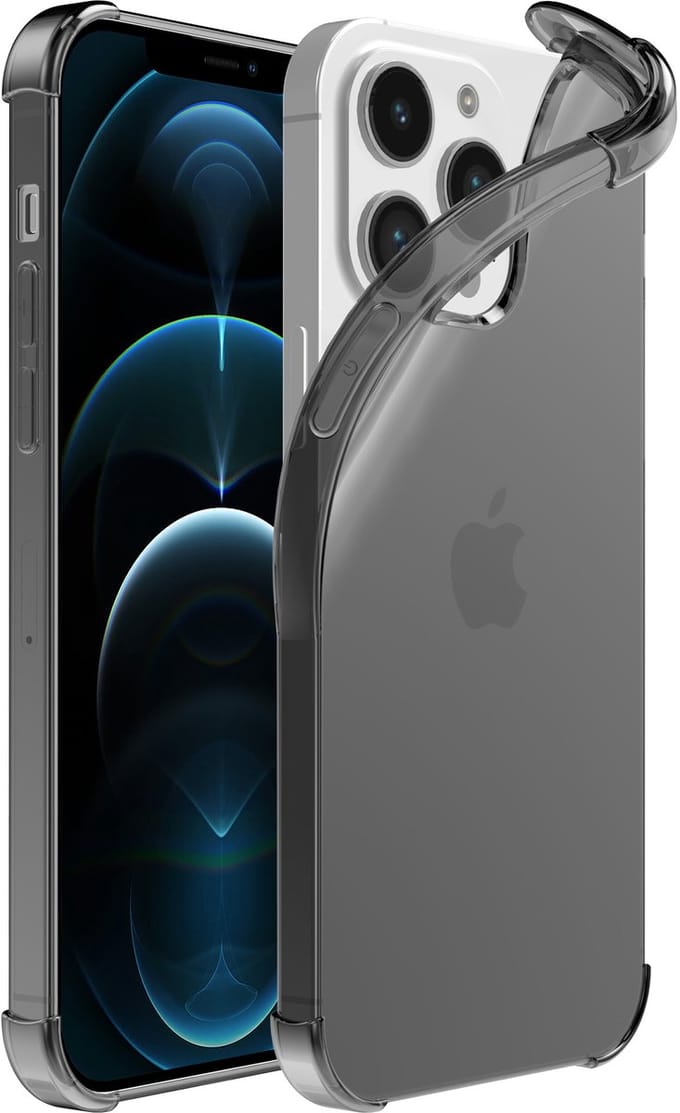 Smartphonica iPhone 12 Pro Max transparant siliconen hoesje - Zwart geschikt voor iPhone 12 Pro Max