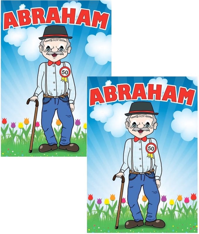 2x stuks mega posters / deurposter Abraham 50 jaar - 59 x 84 cm - verjaardag versiering