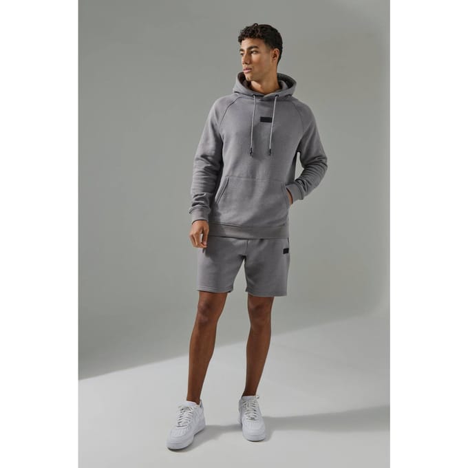 Regular Fit Man Active Hoodie & Short Tracksuit | Charcoal | Size Medium