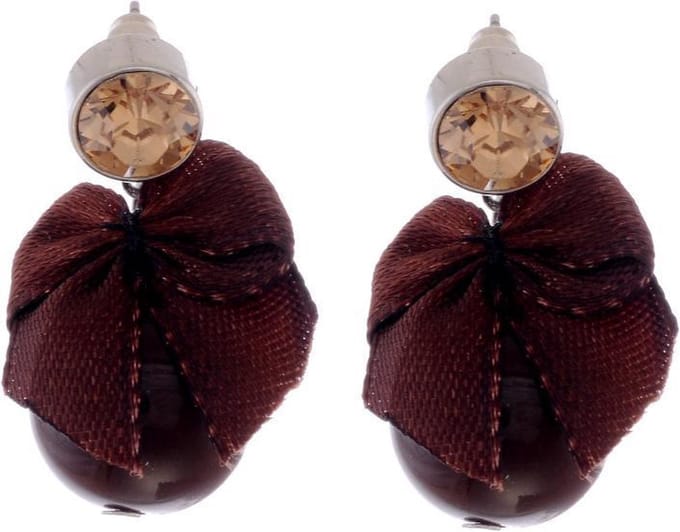 Behave - Oorstekers met strik en kristal - romantisch accent - chic