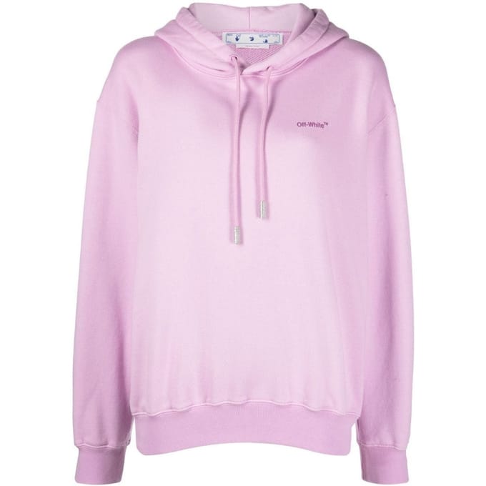 Gebroken witte Diag lila paarse hoodie met normale pasvorm