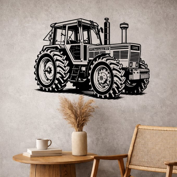 BR2Laser Same Hercules 160 – Wanddecoratie – Lasergesneden Hout – Tractor kunst – 75 cm Breed