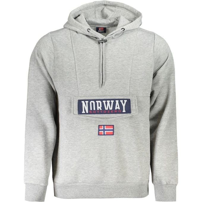 Noorwegen 1963 Grigio Katoenen Heren Sweatshirt met Kap
