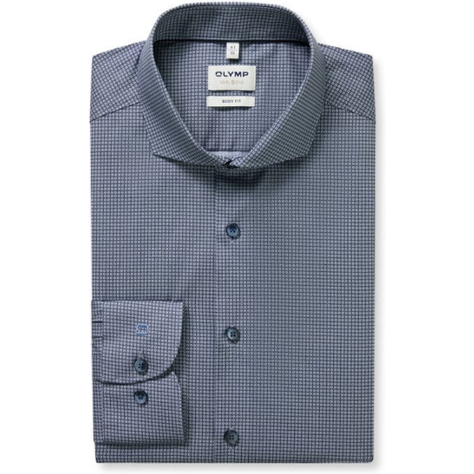 OLYMP Level Five Overhemd, Body Fit, Cutaway, Marineblauw
