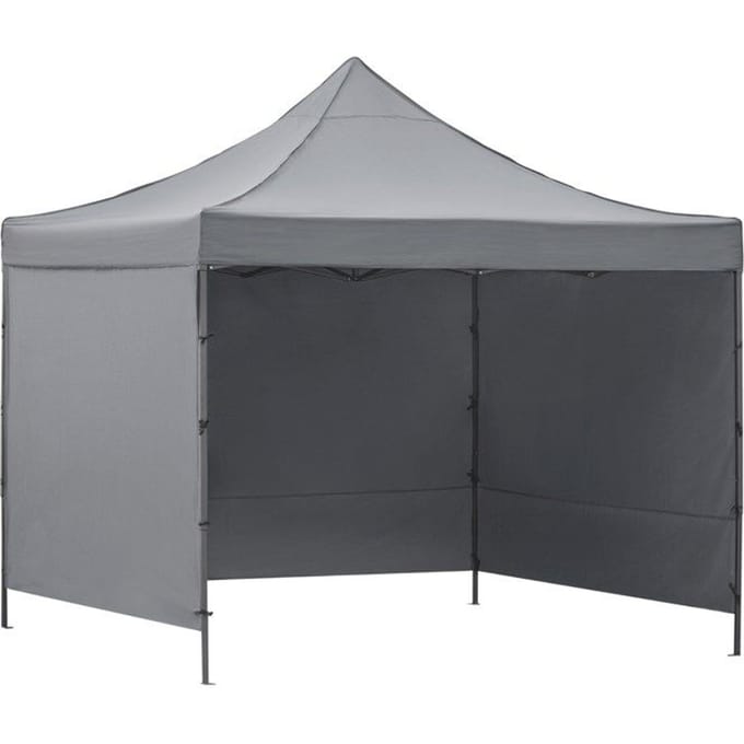 Springos Partytent - 300x300xcm - Hoogte Verstelbaar - PVC - Polyester - Harmonica- Frame - Grijs