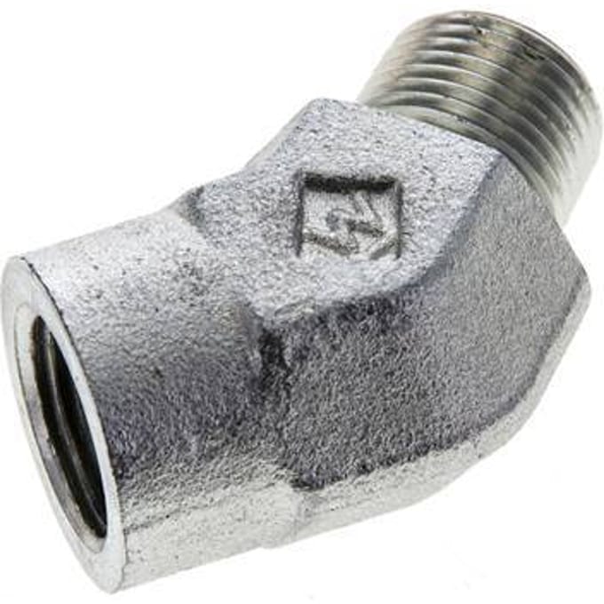 45°  L-Koppeling 3/8'' NPT Buitendraad X Binnendraad Staal 210bar