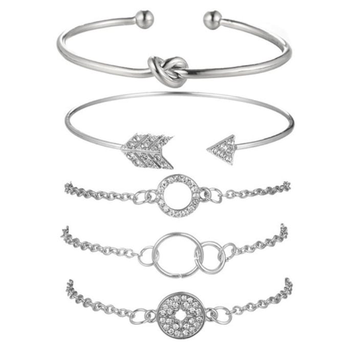 Zilveren Armband Dames Bangle - set 5 - SEVEND®